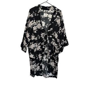 SPIRITUAL GANGSTER Maya Floral Kimono Black White OS Festival‎ Boho Cover Up